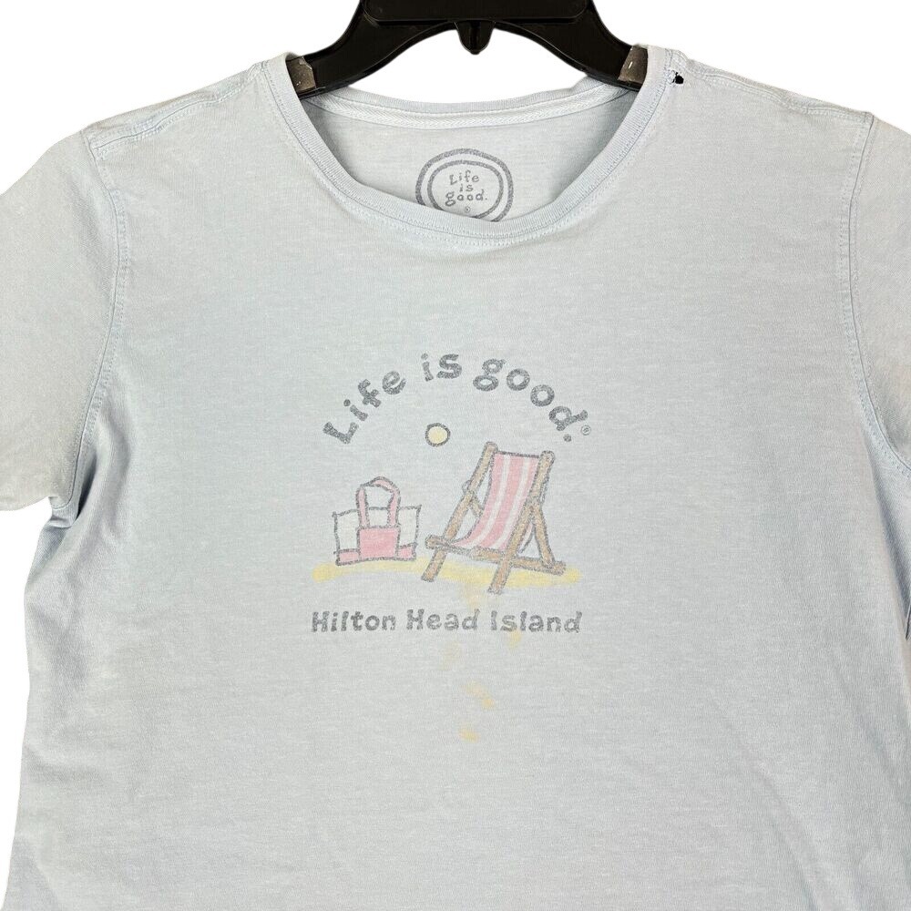 Life Is‎ Good Hilton Head Island Relaxed Fit T Shirt Womens S Blue Beachy Beach